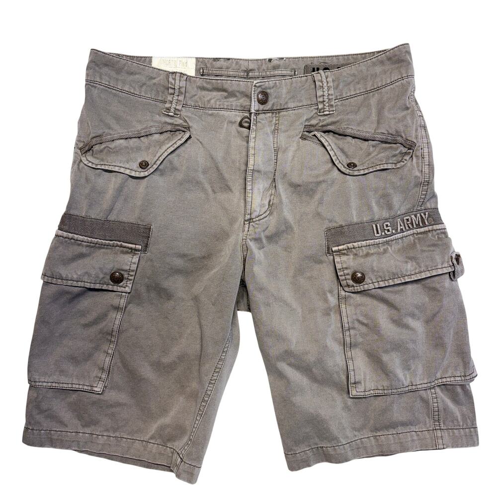 Vintage US Army Shorts Mens 32 Gray Cargo Field Military Canvas Cotton 90s